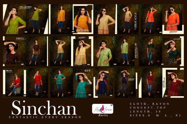 Fly Free Sinchan Fancy Wear Short Rayon Top Collection